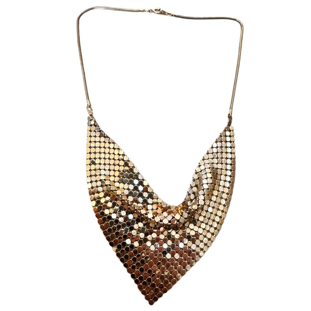 Vintage Gold Mesh Bib Necklace